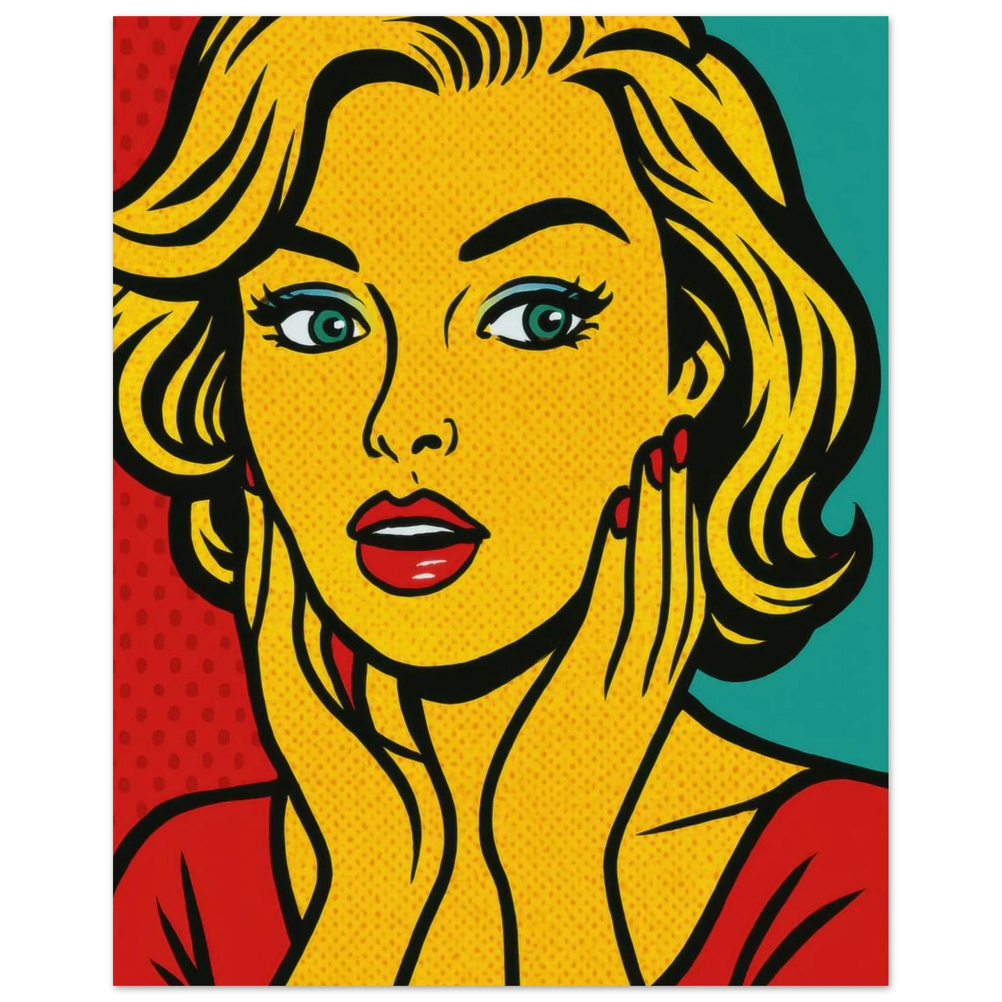 Pop Art Poster: Retro Glamour Wall Art in Vibrant Hues, Available in Various Sizes
