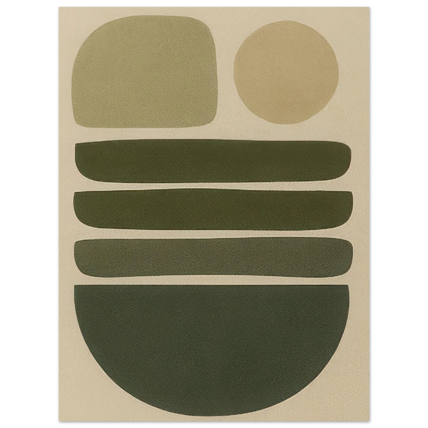 Abstrakt Minimalistisk Jordnära Konsttryck | Modern Väggkonst i Grågröna Toner