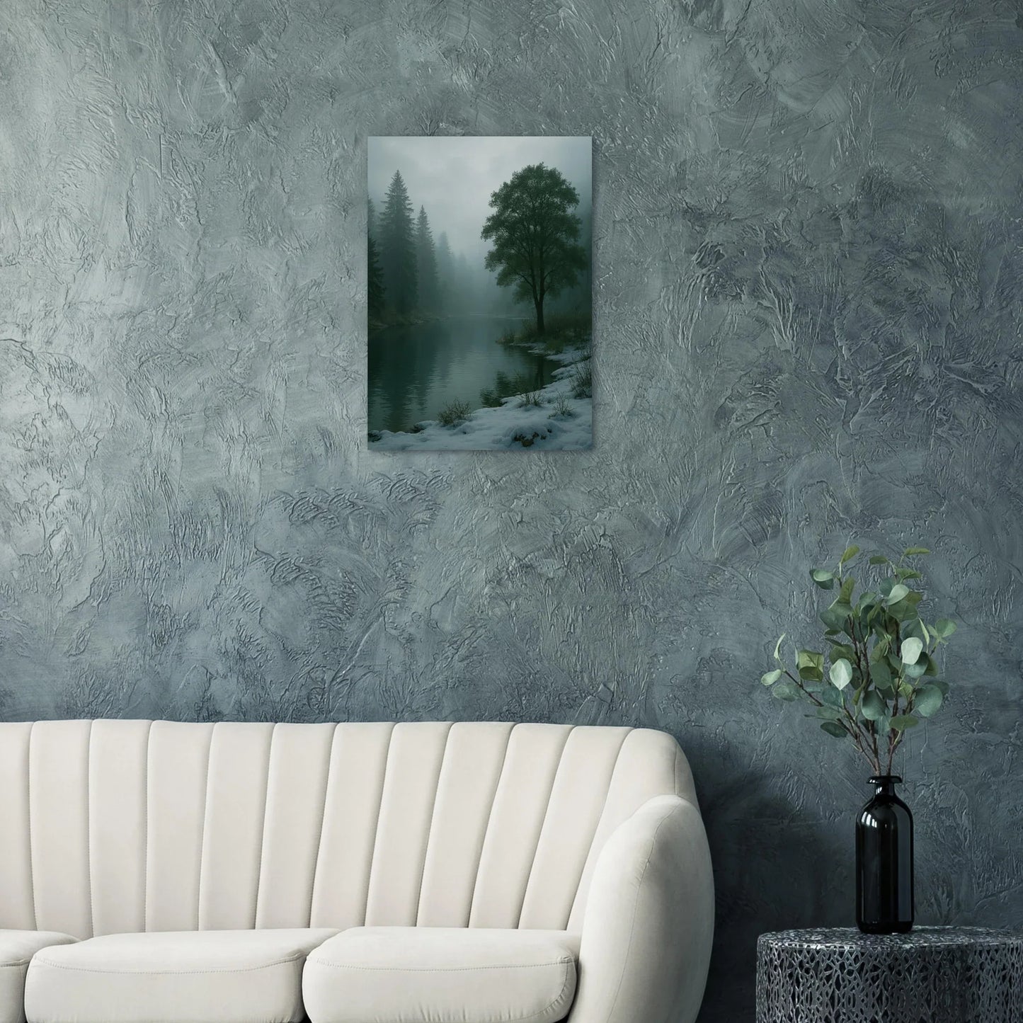 Mystical Winter Lake Landscape Premium Poster