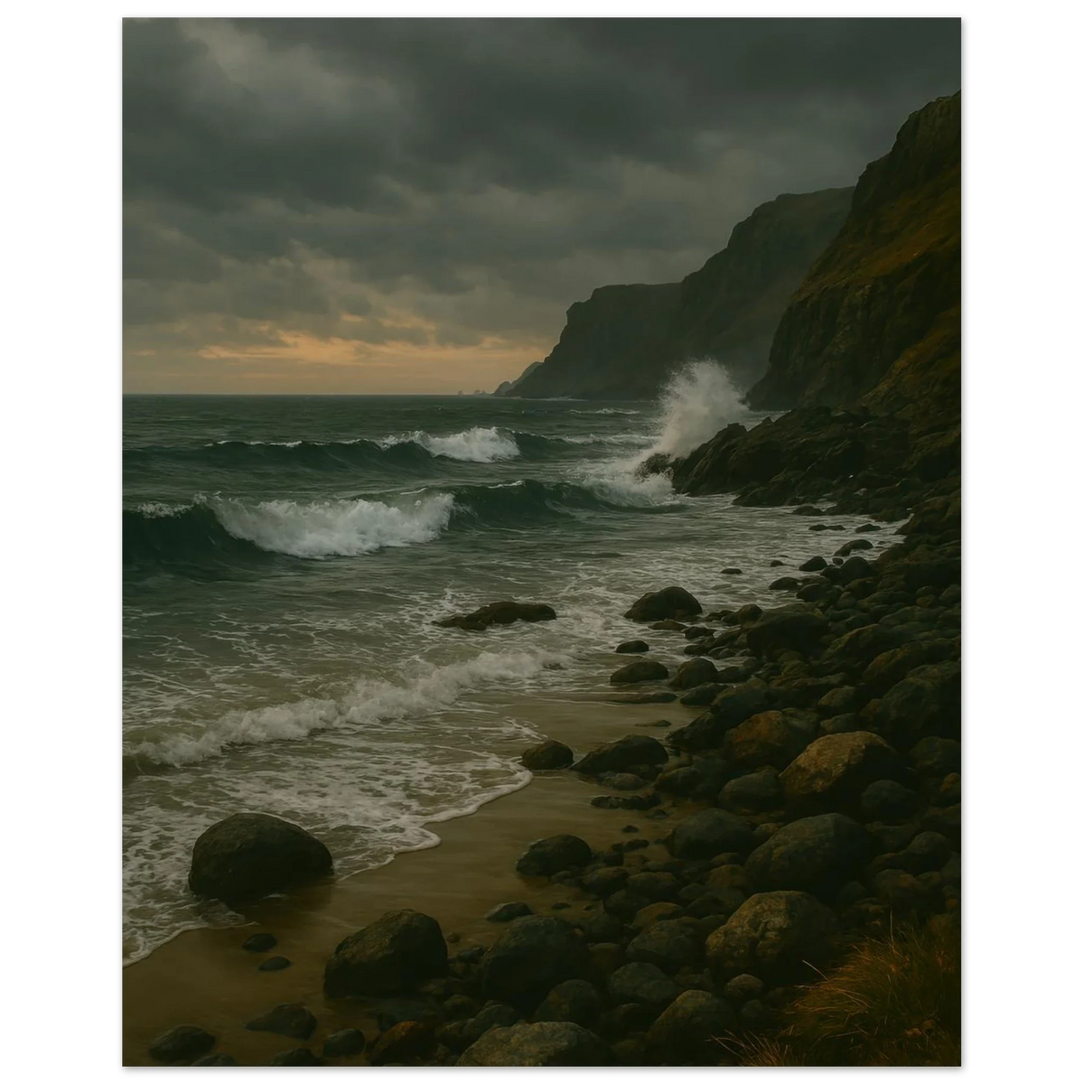 Dramatic Stormy Coastline Poster - "Porshe 911 GT3 Test" Art Print in Various Sizes