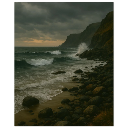 Dramatic Stormy Coastline Poster - "Porshe 911 GT3 Test" Art Print in Various Sizes