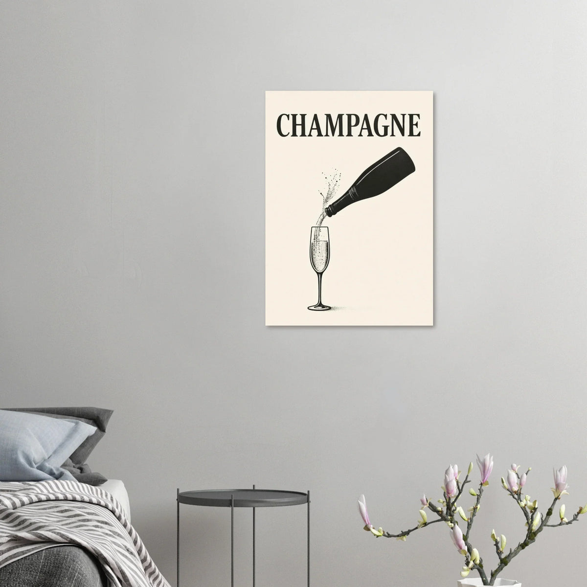Champagne Splash Retro-Inspired Wall Art Poster – Elevate Your Space with Timeless Elegance