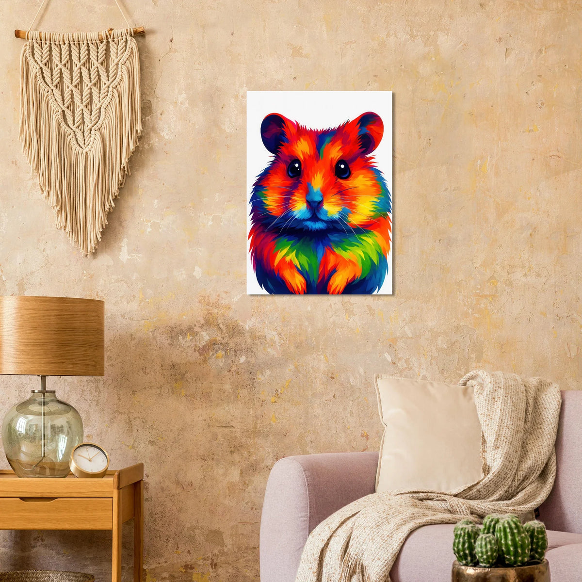 Djur: Vibrant Pop Art Hamster Poster - Colorful & Expressive Wall Art in Various Sizes
