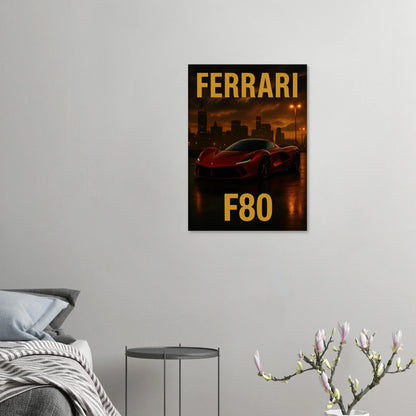 Ferrari F80 Supercar Sunset Drive Poster – Premium Matte Wall Art for Automotive Enthusiasts