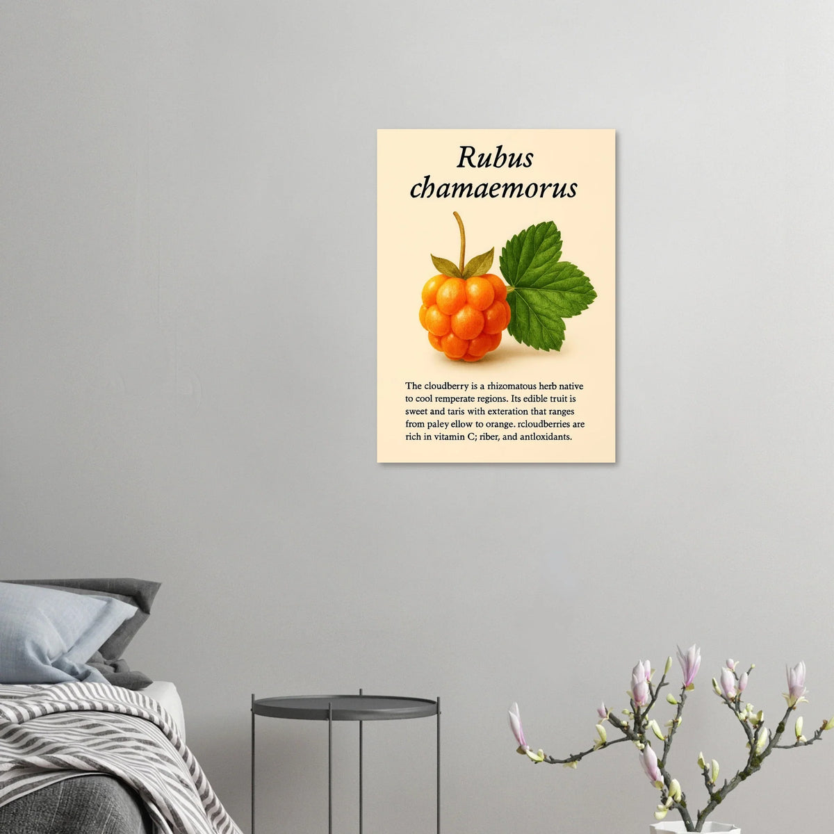 Rubus Chamaemorus Cloudberry Botanical Print - Vibrant Orange Fruit Wall Art Poster in Multiple Sizes