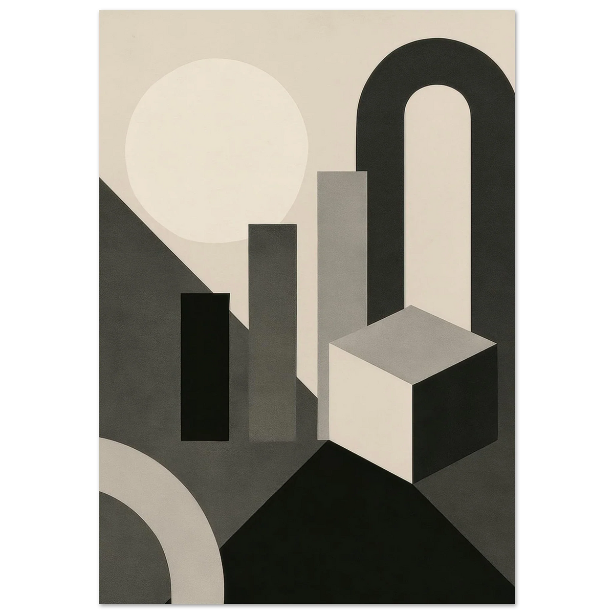 Abstract Geometric Poster - Modern Minimalist Wall Art in Monochrome Hues
