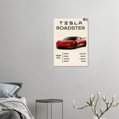 Tesla Roadster 2022 Performance Poster – Dynamisk Billkonst i Flera Storlekar