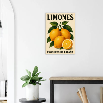 Vibrant 'Limones' Vintage Citrus Art Print Poster – Bring Mediterranean Zest Home