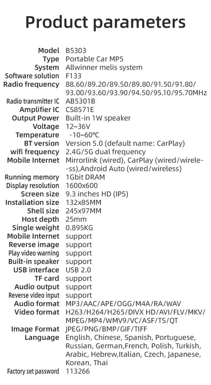 CarScreen 10.26" – Trådlös CarPlay/Android Auto + Gratis Backkamera