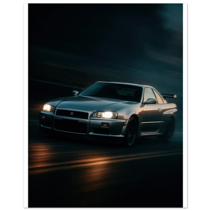 Nissan Skyline Night Drive Poster - Premium Automotive  Art Print