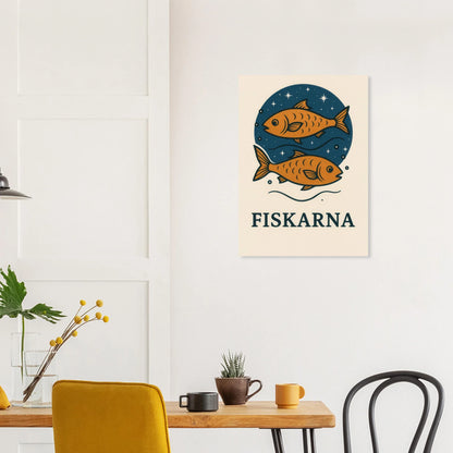 Pisces Zodiac Constellation Art Print – "Fiskarna" Mystical Fish Wall Decor in various sizes