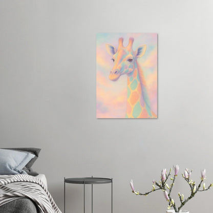 Pastellfärgad Giraff Konstaffisch – Drömsk Djurtavla i Mjuka Ton-i-Ton Nyanser