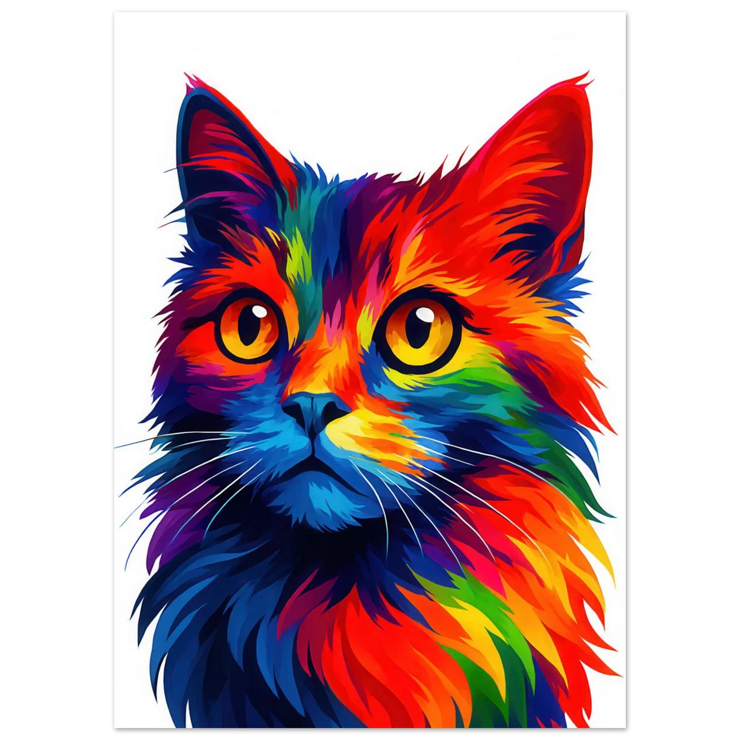Färgexplosion Katt Konsttryck - Djur | Levande Pop Art Inspiration för Ditt Hem
