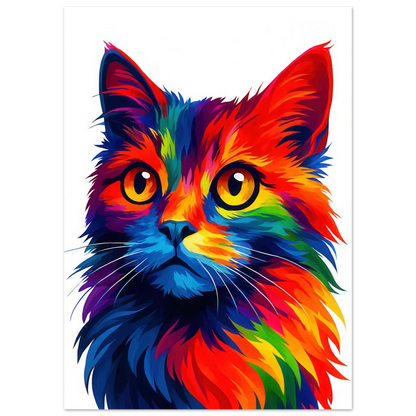Färgexplosion Katt Konsttryck - Djur | Levande Pop Art Inspiration för Ditt Hem