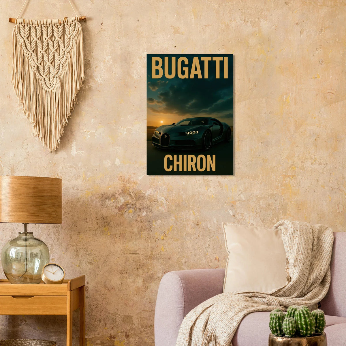Bugatti Chiron Sunset Drive Poster – Premium Automotive Art Print