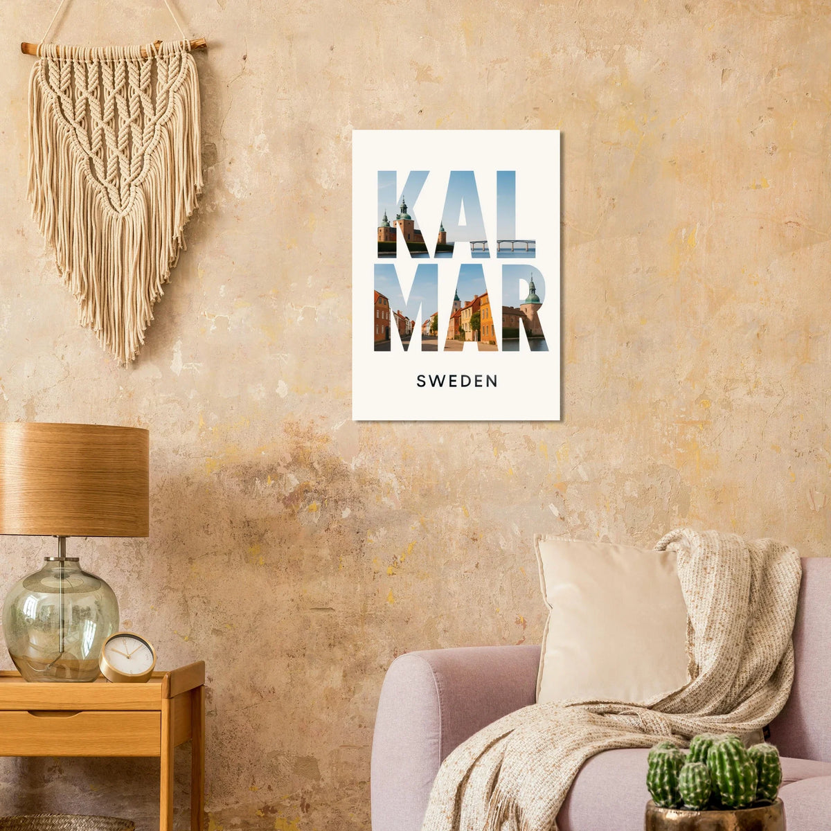 Kalmar, Sweden Cityscape Art Poster – Vibrant Swedish Architecture & Bridges