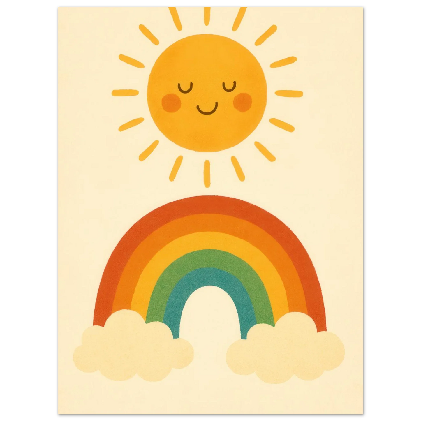 Happy Sun & Rainbow Art Print – Bring Joyful, Whimsical Vibes to Your Space in Multiple Sizes