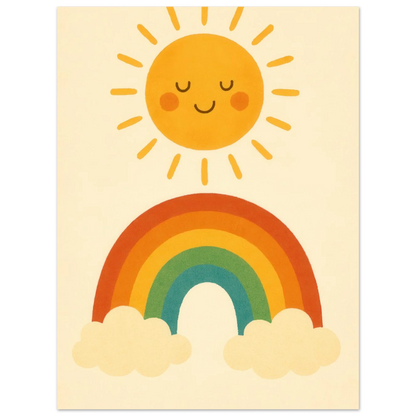 Happy Sun & Rainbow Art Print – Bring Joyful, Whimsical Vibes to Your Space in Multiple Sizes