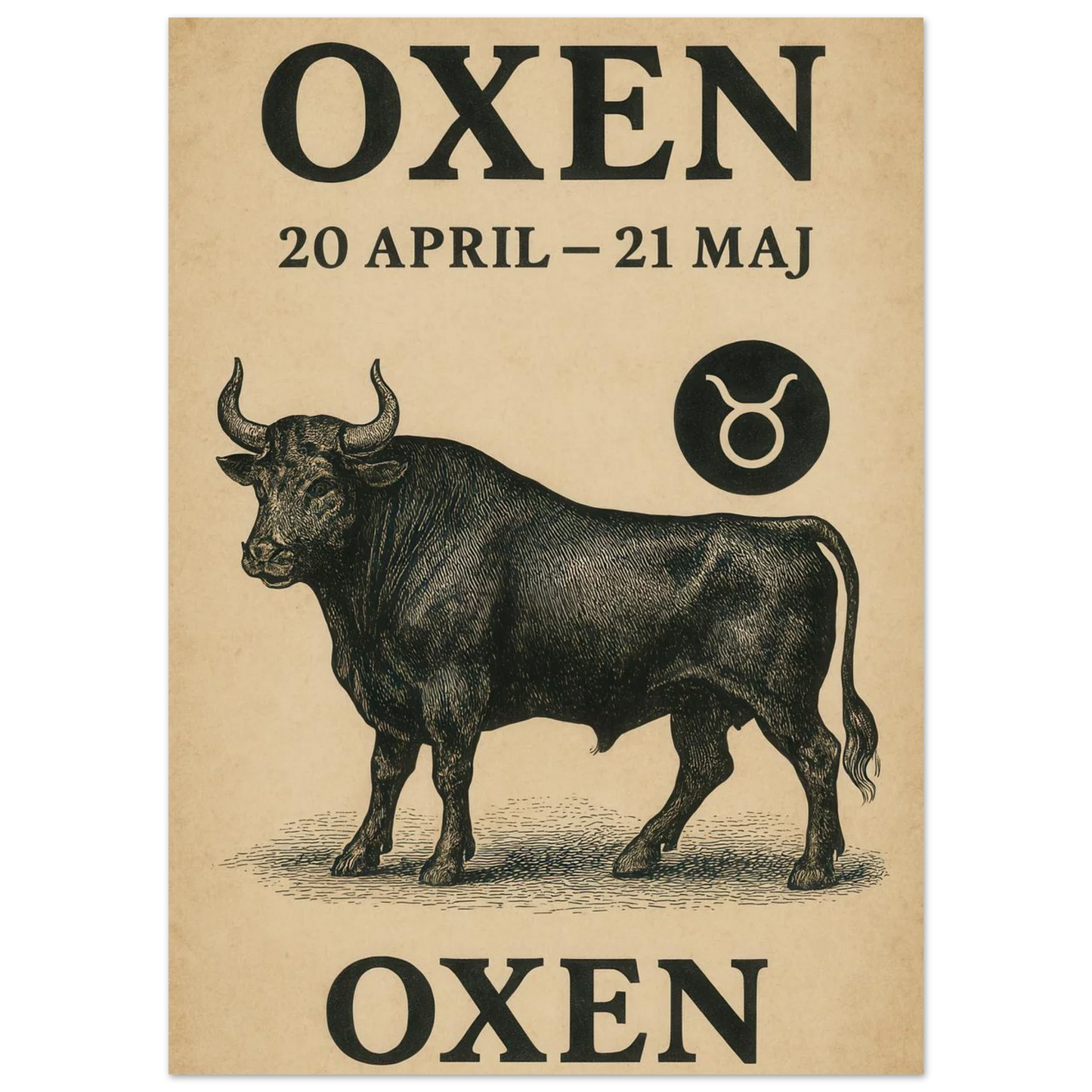 Taurus Zodiac Sign Art Print | Vintage Horoscope Poster for April-May Birthdays