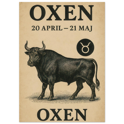 Taurus Zodiac Sign Art Print | Vintage Horoscope Poster for April-May Birthdays