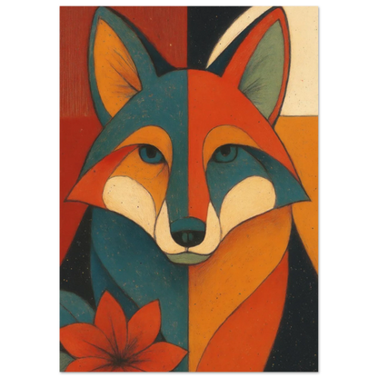 Djur: Vibrant Cubist Fox Art Print – Modern Nordic Elegance for Your Home