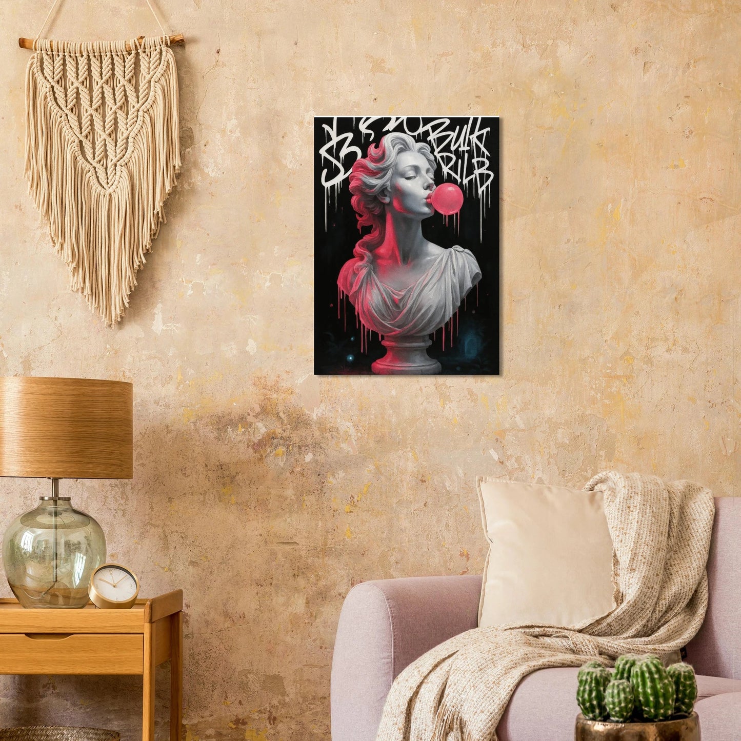 Neon Bust Bubblegum Dream: Striking Pop Art Poster with Vibrant Graffiti Flair, in Your Choice of 29 Sizes