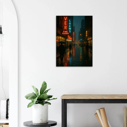 Neon Nights Rainwalk Poster - Urban Noir Cityscape Art Print in Various Sizes