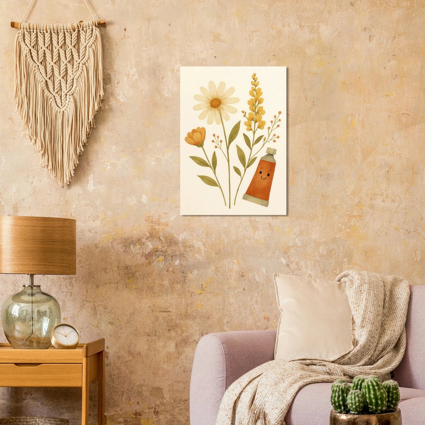 Vibrant Floral & Happy Paint Tube Art Print – Whimsical Barn Style Botanical Wall Art in Multiple Sizes