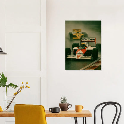 Racing Legacy: F1 Classic Poster – Dynamic Wet Race Art Print in Vibrant Detail