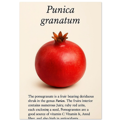 Frukter - Vibrant Pomegranate Botanical Print Poster, Available in Multiple Sizes