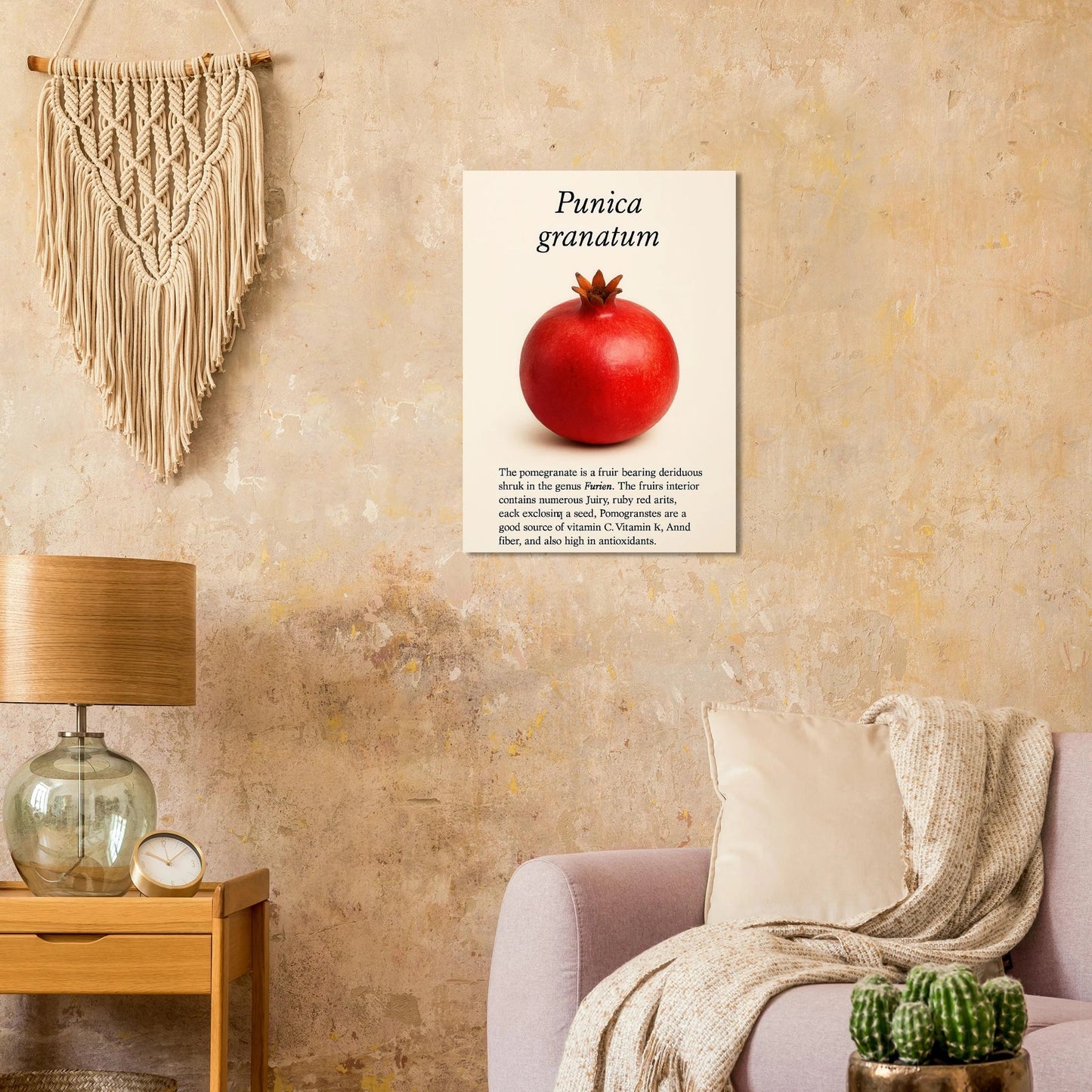 Frukter - Vibrant Pomegranate Botanical Print Poster, Available in Multiple Sizes