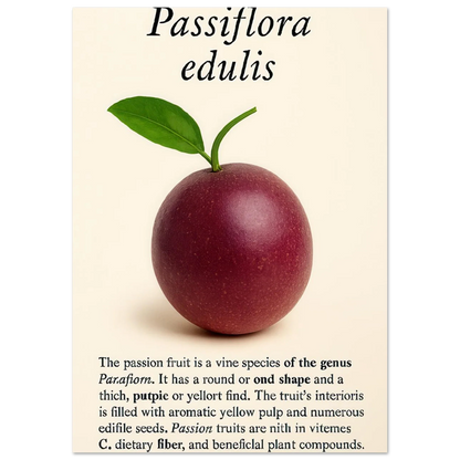 Passiflora Edulis Art Print – Vibrant Passion Fruit Botanical Poster
