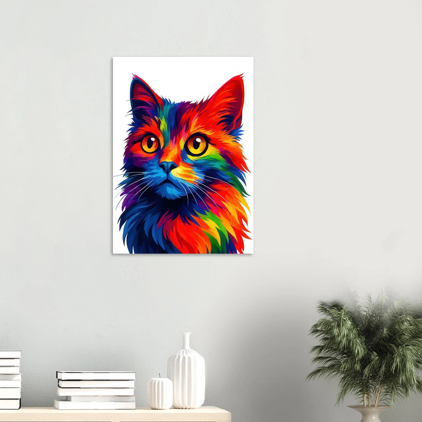 Färgexplosion Katt Konsttryck - Djur | Levande Pop Art Inspiration för Ditt Hem