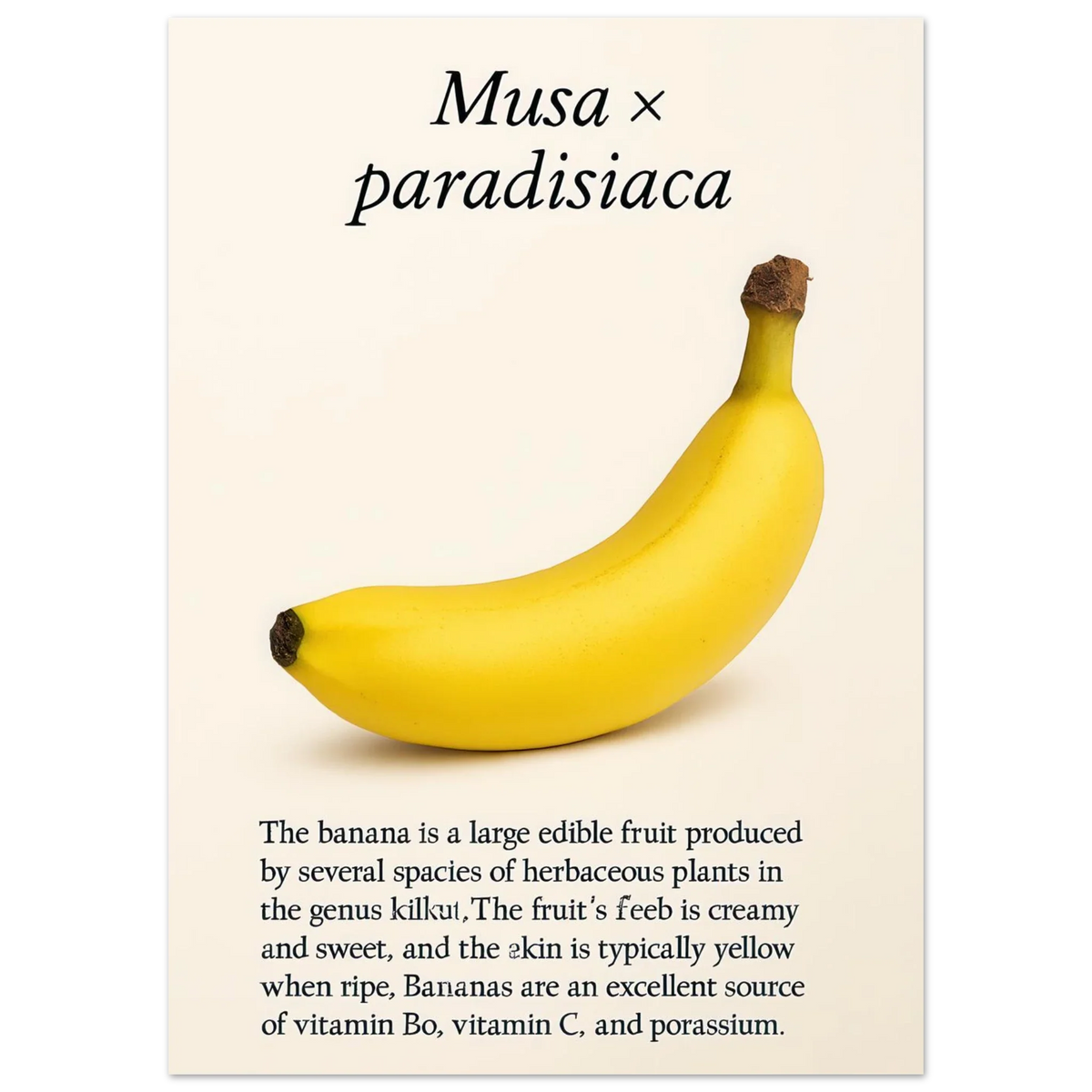 Frukter – Banan Botanisk Poster: Gul Frukt Konsttryck på Halvblankt Papper, i Flera Storlekar