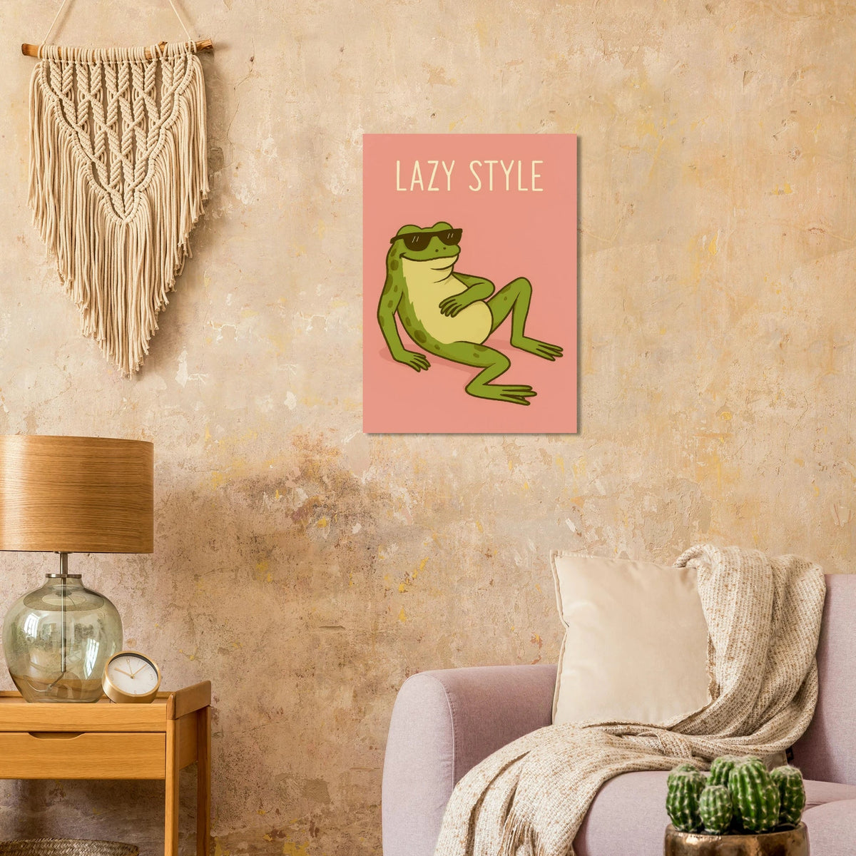 Lazy Style Chillin' Frog Poster – Retro Vibe Art Print