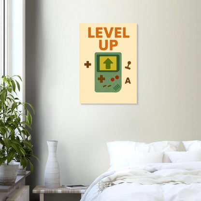 Level Up Retro Gaming Poster – Nostalgic Art Print for Gamers
