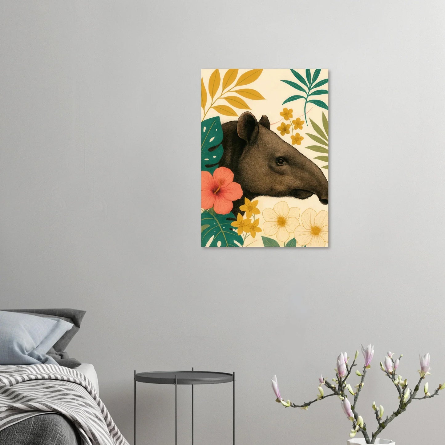 Tropicana Tapir Konstavla – Djurmotiv med Vibrerande Flora