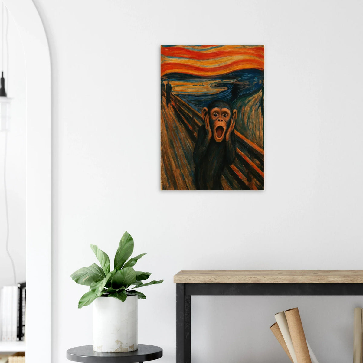 Munk-ey Scream Art Print - Expressive Chimp Masterpiece Poster
