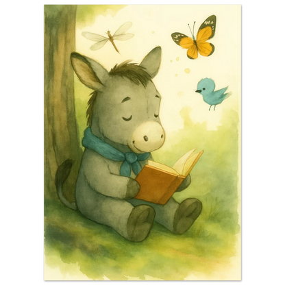 Little Donkey's Quiet Corner: Enchanting Storytime Art Print