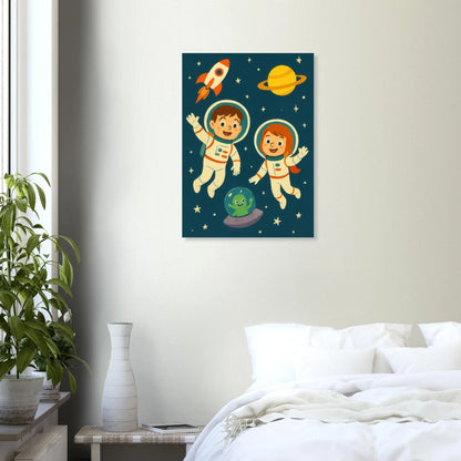 Kosmiska Kompisar: Fängslande Astronaut- & Alien- Konsttryck