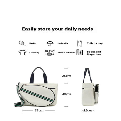 Canvas Striped Fashion Unisex Sports Beach Portable Crossbody Tennis Racket Bag