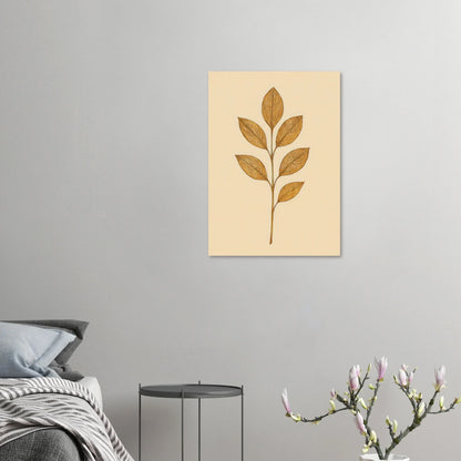 Frukter Golden Leaf Art Print - Minimalistisk Botanisk Väggkonst i Olika Storlekar