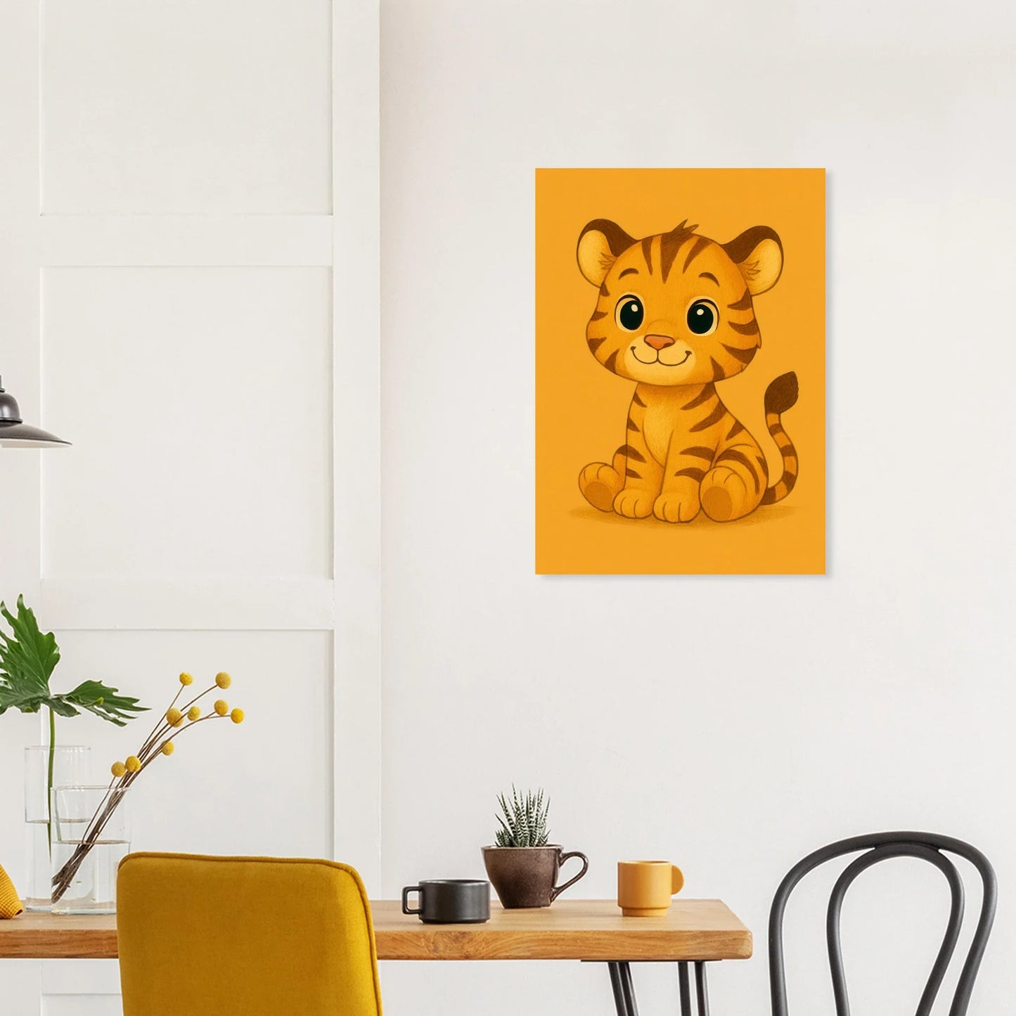 Söt Liten Tiger Valp Konsttryck | Charmig Barnrums Väggdekoration | Premium Halvblank Poster