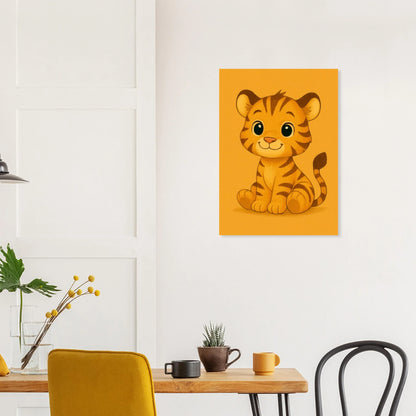 Söt Liten Tiger Valp Konsttryck | Charmig Barnrums Väggdekoration | Premium Halvblank Poster