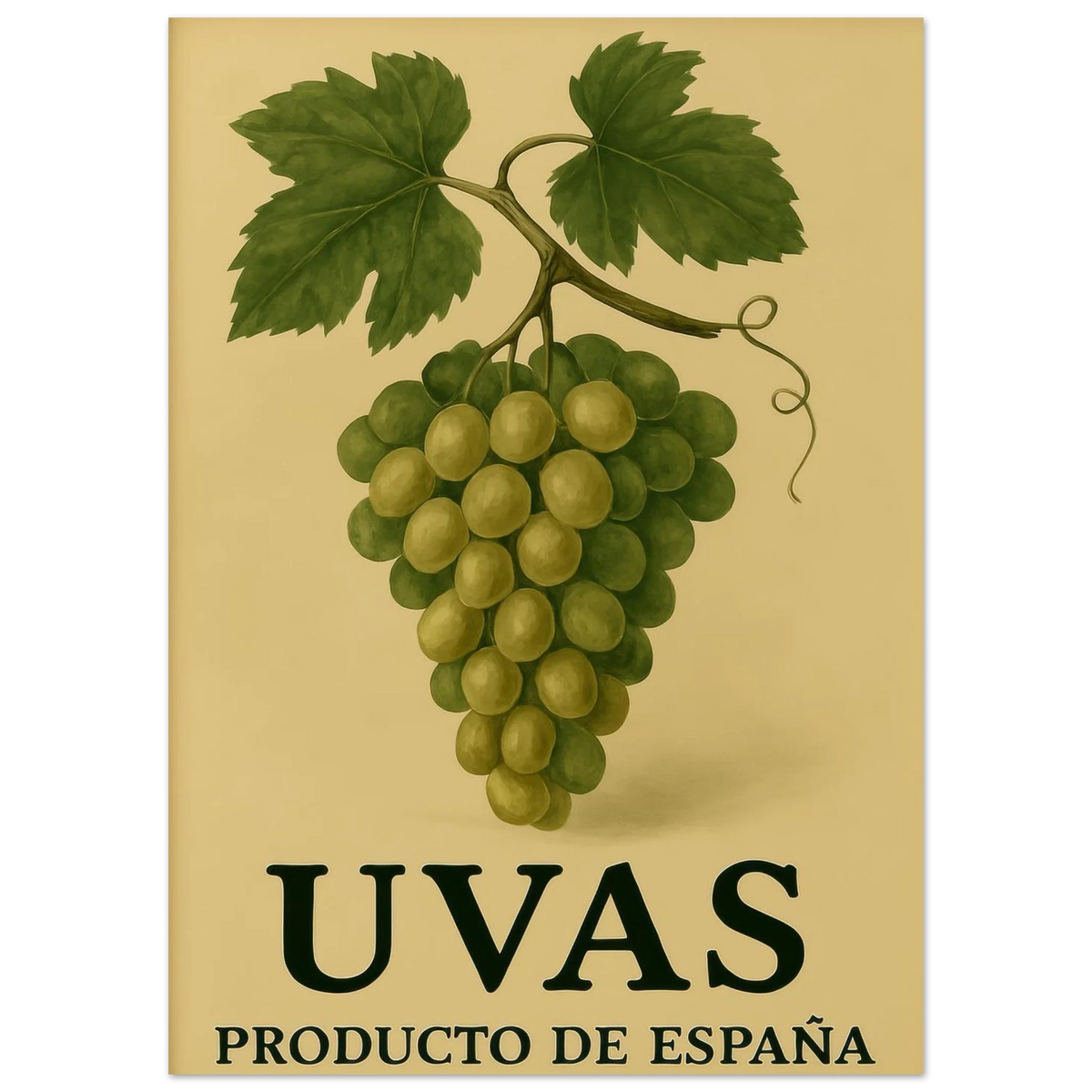 Vintage "Uvas" Product of Spain Poster - Classic Vineyard Wall Art Print for Your Home
