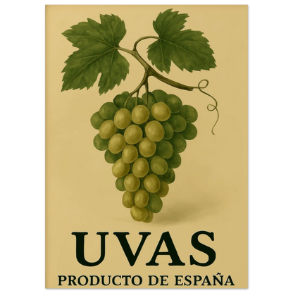 Vintage "Uvas" Product of Spain Poster - Classic Vineyard Wall Art Print for Your Home