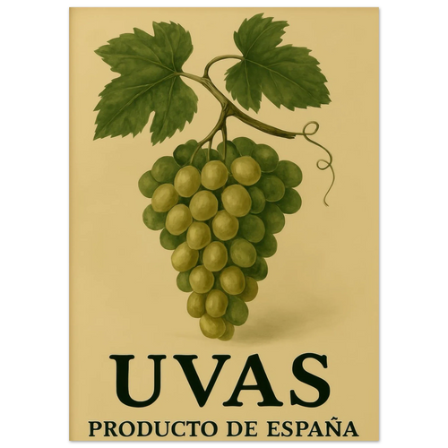Vintage "Uvas" Product of Spain Poster - Classic Vineyard Wall Art Print for Your Home
