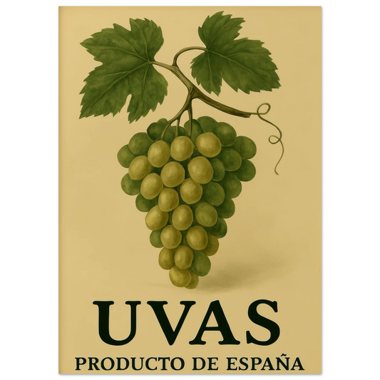Vintage "Uvas" Product of Spain Poster - Classic Vineyard Wall Art Print for Your Home