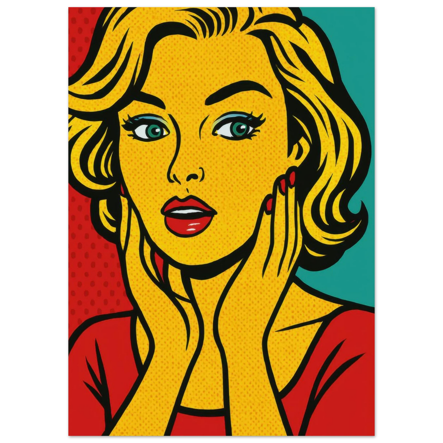 Pop Art Poster: Retro Glamour Wall Art in Vibrant Hues, Available in Various Sizes