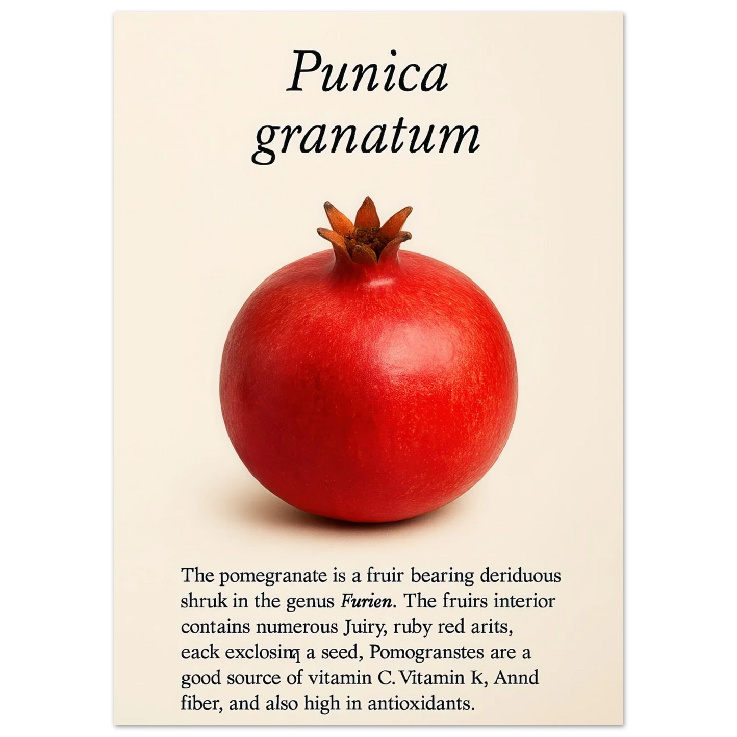Frukter - Vibrant Pomegranate Botanical Print Poster, Available in Multiple Sizes